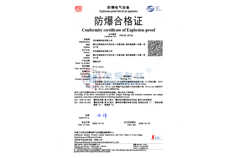 光纖防爆合格證